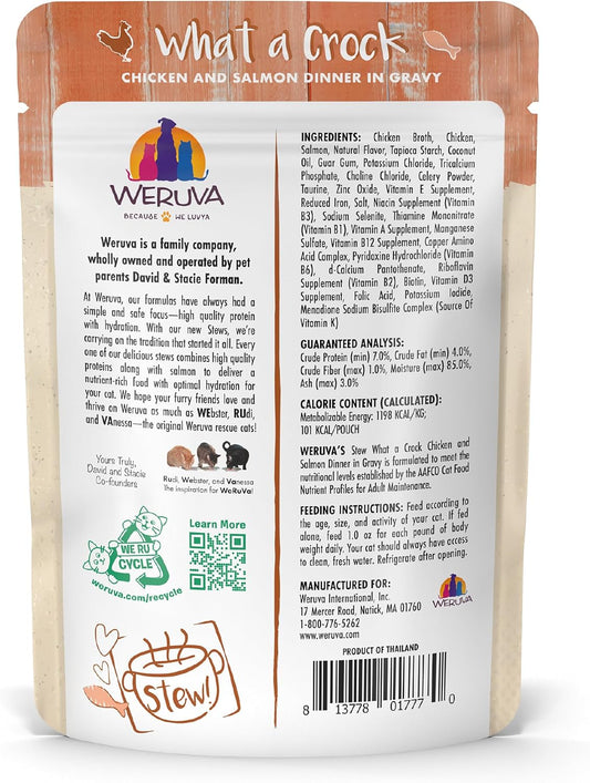 Weruva Classic Cat Stews!, What A Crock With Chicken & Salmon In Gravy, 3Oz Pouch (Pack Of 12)