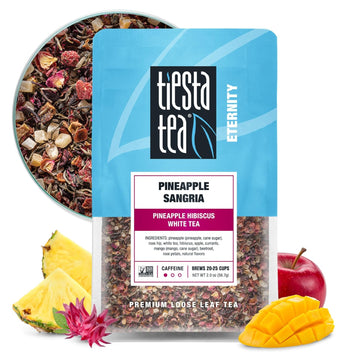 Tiesta Tea - Pineapple Sangria | Pineapple Hibiscus White Tea | Premium Loose Leaf Tea Blend | Low-Caffeinated Fruit Tea | Make Hot Or Iced Up & 25 Cups - 2 Oz Resealable Pouch