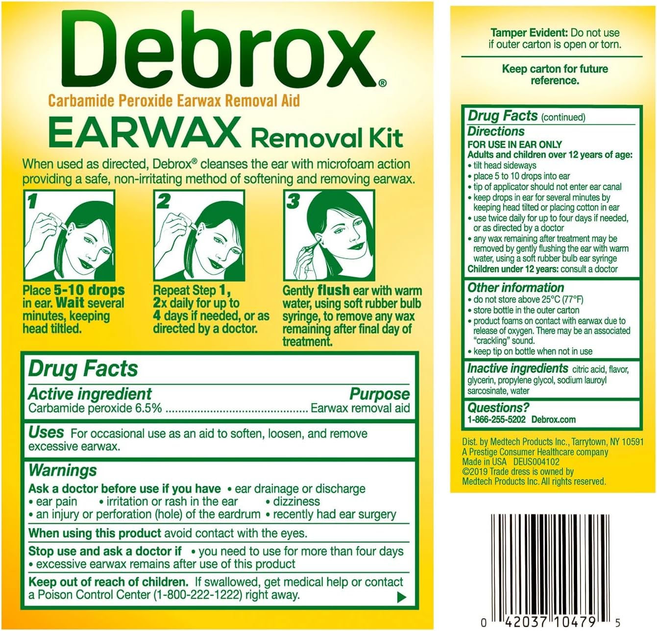 Debrox Earwax Removal Aid Kit, Washer & Drops, 0.5-Ounce Bottles (Pack of 2) by Debrox : Health & Household