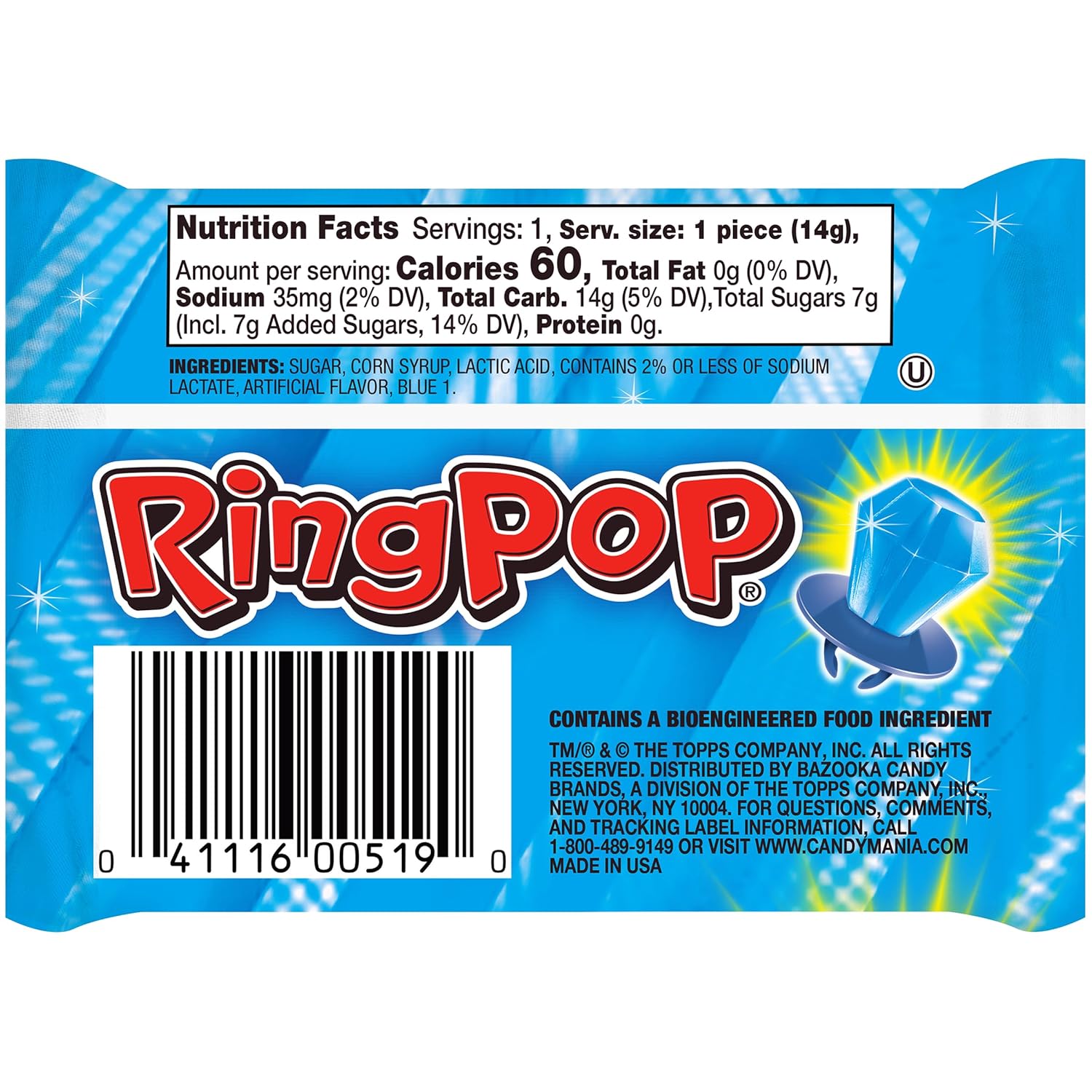 Ring Pop Individually Wrapped Blue Raspberry 30 Count Bulk Lollipop Pack – Blue Raspberry Flavored Lollipop Suckers for Kids - Fun Candy Bulk for Gender Reveal Parties, Bachelorettes, & Party Favors : Grocery & Gourmet Food