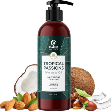 Tropical Sensual Massage Oil For Couples - Complete Relaxation Full Body Massage Oil For Date Night With Smooth Gliding Coconut And Sweet Almond Oil With Mango Scent - Non Gmo Gluten Free And Vegan