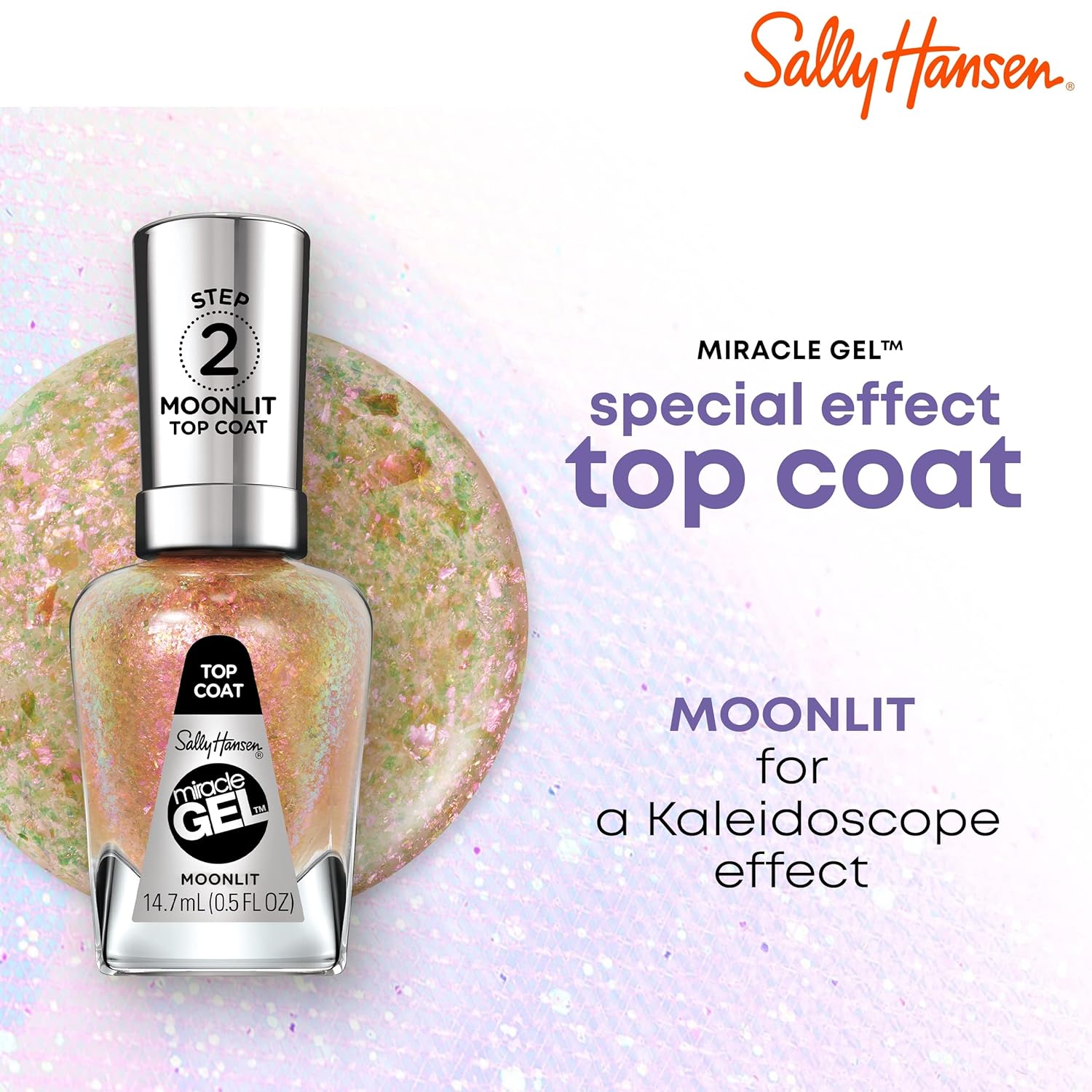 Sally Hansen Miracle Gel™, Moonlit Top Coat, Long Lasting, Gel-Like Formula, No UV Lamp Needed, Clear Nail Polish : Beauty & Personal Care