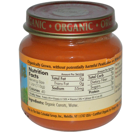Earth'S Best Organic Baby Food Jars, Stage 1 Vegetable Puree For Babies 4 Months And Older, Organic Carrots, 4 Oz Resealable Glass Jar