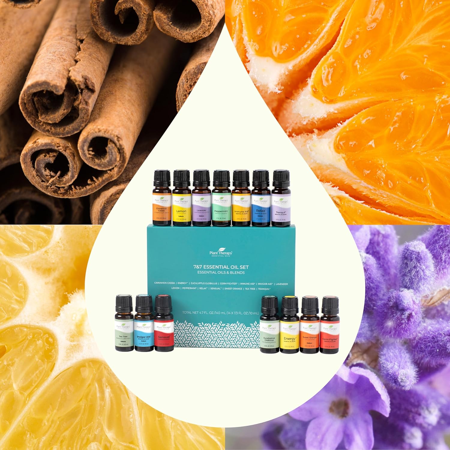 Plant Therapy 7 & 7 Essential Oils Set 7 Single Oils: Lavender, Peppermint & More, 7 Synergy Blends 100% Pure, Undiluted, Natural Aromatherapy, Therapeutic Grade 10 mL (1/3 oz) : Health & Household