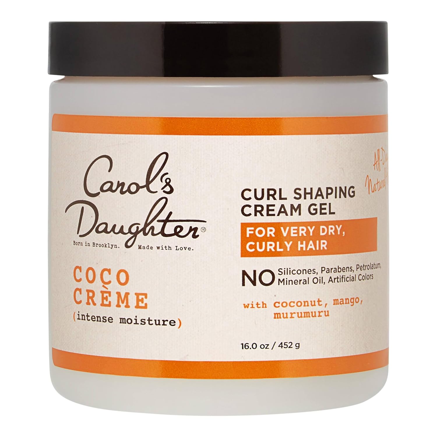 Carol’S Daughter Coco Creme Curl Shaping Cream Gel, With Coconut Oil, Coconut Milk, Silicone Free, Paraben Free Hair Gel For Curly Hair , Mineral Oil Free, For Very Dry Hair, 16 Oz