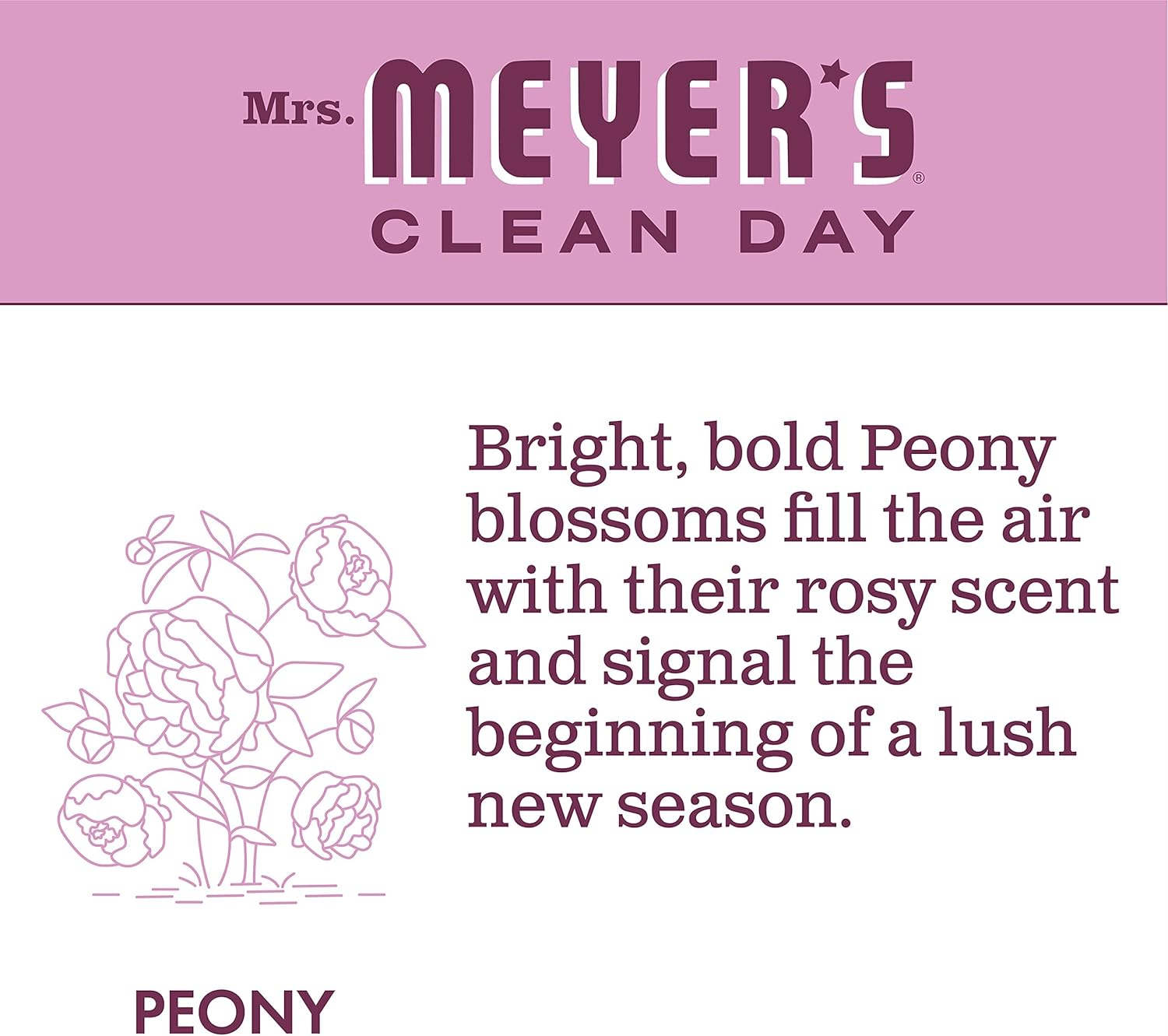 Mrs. Meyer's Kitchen Set, Dish Soap, Hand Soap, and Multi-Surface Cleaner, 3 CT (Peony) : Health & Household