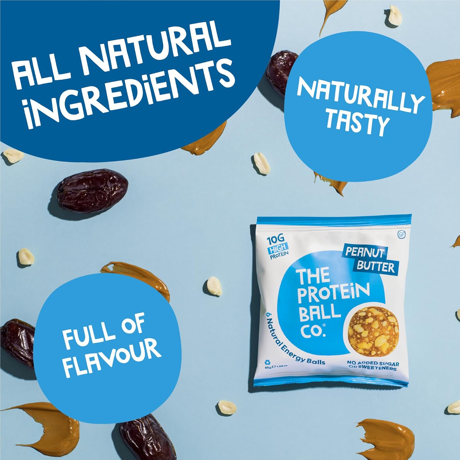 Protein Balls Peanut Butter Flavour by The Protein Ball Co - 100% Natural, Vitamin Enriched, Protein Snacks - 10 x 45g Bags - High Fibre, Gluten Free, No Artificial Sweeteners : Amazon.co.uk: Health & Personal Care