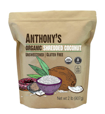 Anthony'S Organic Shredded Coconut, 2 Lb, Unsweetened, Gluten Free, Non Gmo, Vegan, Keto Friendly