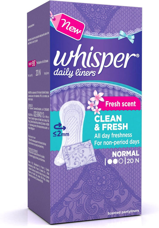 Whisper Daily Liners Clean & Fresh Normal 20N - India