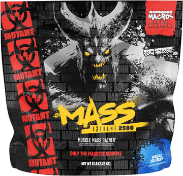 Mutant Mass Weight Gainer Protein Powder With Whey, And Casein Protein Blend For High-Calorie Workout Shakes, Smoothies, And Drinks, 15 Lb - Strawberry Banana