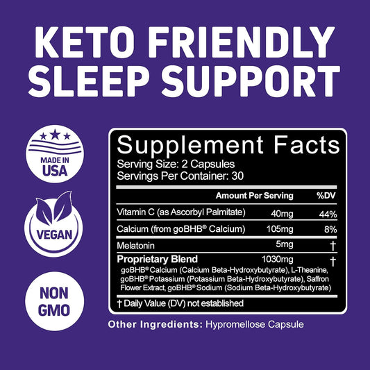 Keto Sleep Exogenous Ketones and Sleep Aids for Adults | Melatonin 5mg with Keto BHB to Help You Fall Asleep Faster, Stay in Ketosis Overnight, & Support Your Regular Sleep Routine (Keto Sleep)