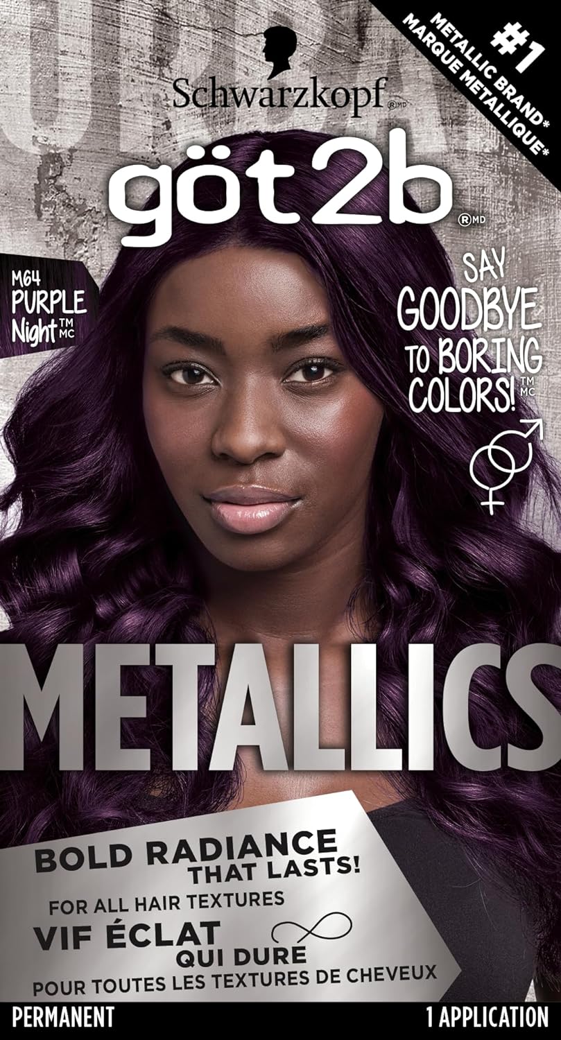 Got2B Metallics Permanent Hair Color, M64 Purple Night Charcoal