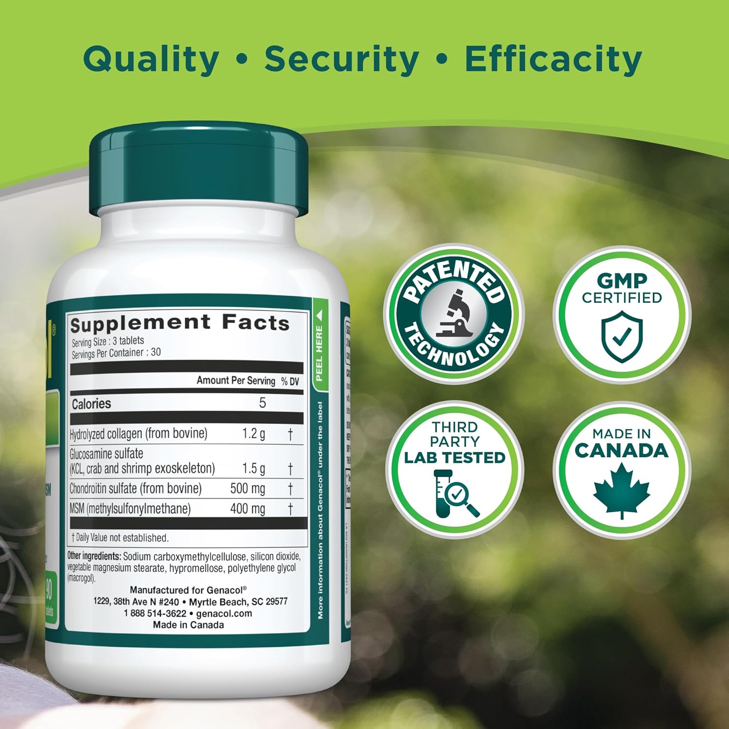 Genacol Optimum – Glucosamine, Chondroitin, Msm And Ultra-Hydrolyzed Collagen Tablets, Maintains Healthy Joints, Protects & Lubricate Cartilage, 90 Tablets (30-Day Supply) : Health & Household