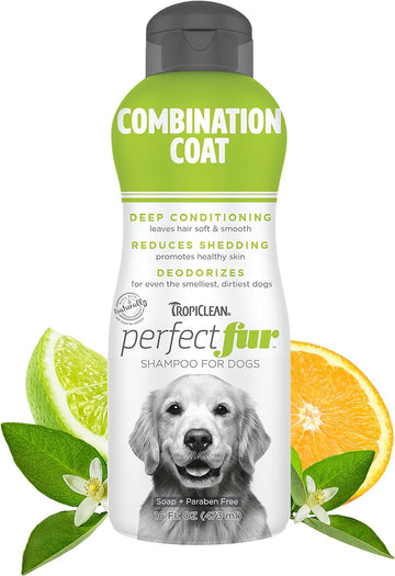 TropiClean Perfect Fur Dog Shampoo for Shedding Control & Deep Conditioning for Breeds with A Combination of Long & Short Fur | 16 oz