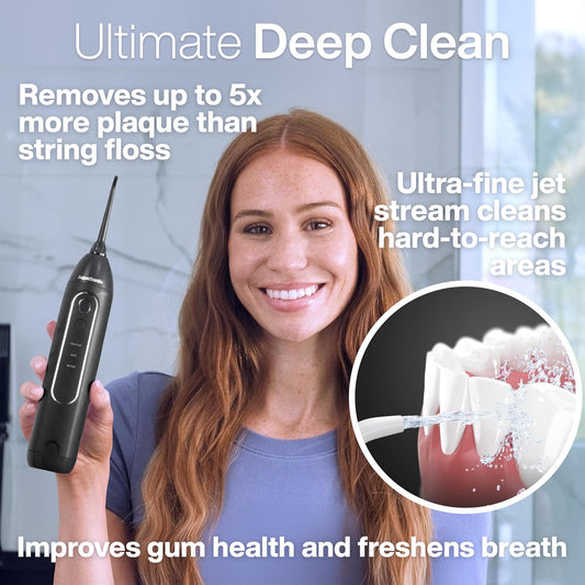 Aquasonic Icon Water Flosser For Teeth – Cordless Rechargeable Oral Irrigator – Waterproof, Portable Dental Cleaning With Jet Tip – Braces Home Travel - Blush