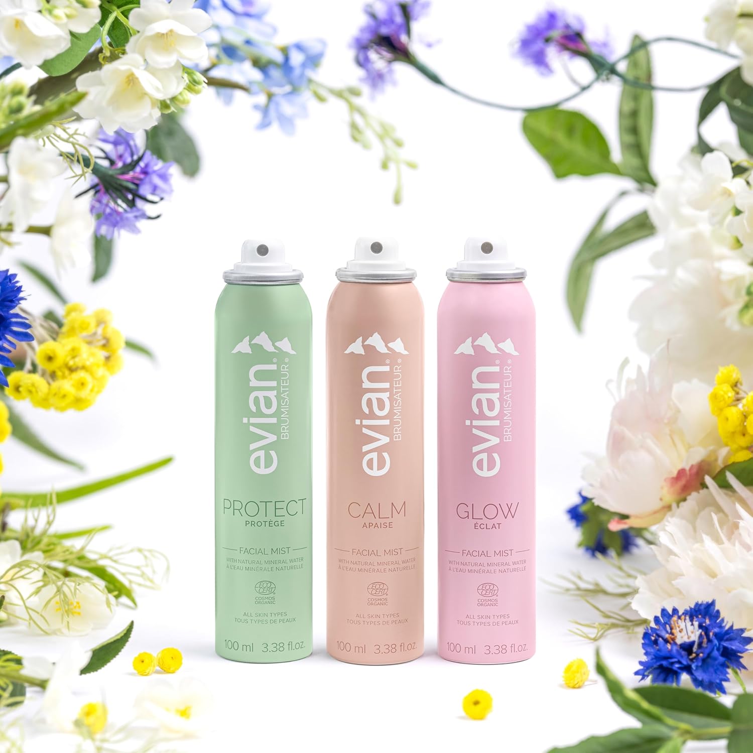 Evian Calm Facial Mist | Hydrating Mineral Water Face Spray With Aloe & Jasmine | Calming Toner Mist For Sensitive Skin | Travel Facial Spray To Hydrate, Refresh, & Calm Skin Anytime : Beauty & Personal Care