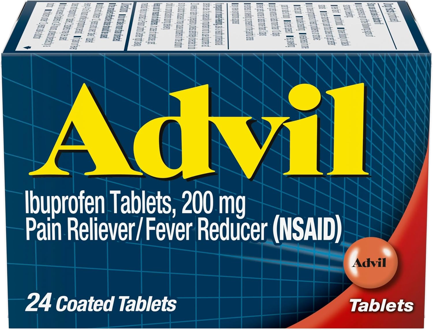 Advil Pain Reliever And Fever Reducer, Ibuprofen 200Mg For Pain Relief - 24 Coated Tablets