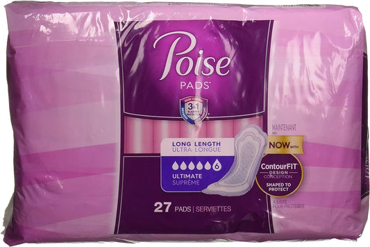 Poise Ultimate Long Pads,27 Count (Pack of 2)