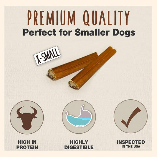 Cadet Bully Sticks For Small, Medium And Large Dogs - All-Natural Beef Pizzle, High Protein, Low Fat, Long-Lasting, Grain & Rawhide-Free Dog Chews For Aggressive Chewers, X-Small (8 Ounce)