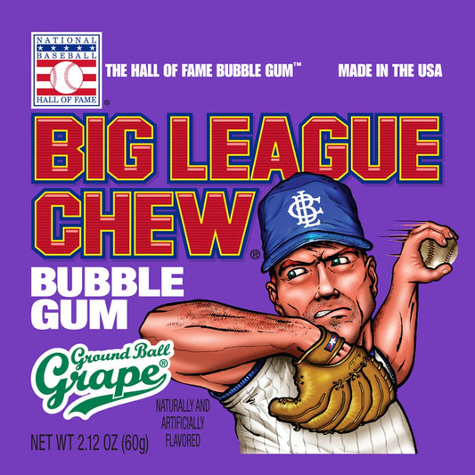 Big League Chew Ground Ball Grape Shredded Bubble Gum, 2.12 oz (Pack of 3) with By The Cup Mints