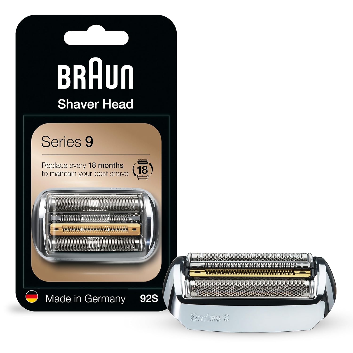 Braun Series 9 Electric Shaver Replacement Head - 92S - Compatible With All Series 9 Electric Razors 9290Cc, 9291Cc, 9370Cc, 9293S, 9385Cc, 9390Cc, 9330S, 9296Cc