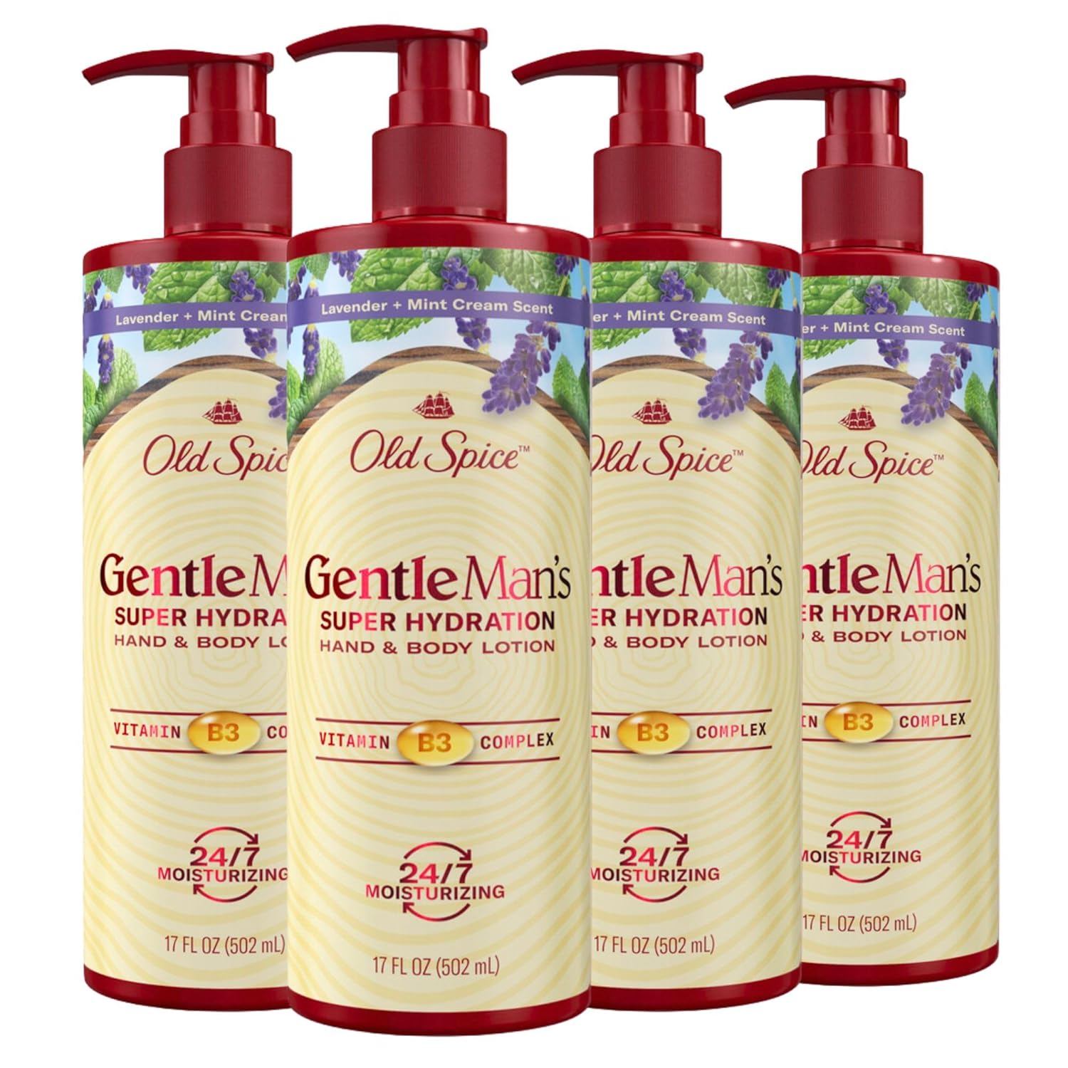 Old Spice Gentleman'S Blend Super Hydration Hand & Body Lotion, Lavender & Mint, 17.0 Fl Oz (Pack Of 4)