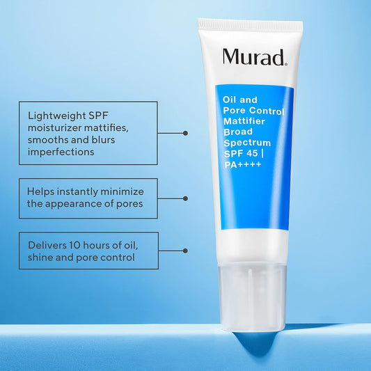 Murad Oil & Pore Reducing Facial Moisturizer - Acne Control Mattifier With Broad Spectrum Spf 45 - Lightweight Face Lotion Backed By Science