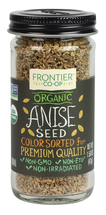 Frontier Co-Op Organic Whole Anise Seed, 1.50-Ounce Jar, Adds Licorice-Like Flavor To Desserts, Stews, Bread, Tea, Kosher