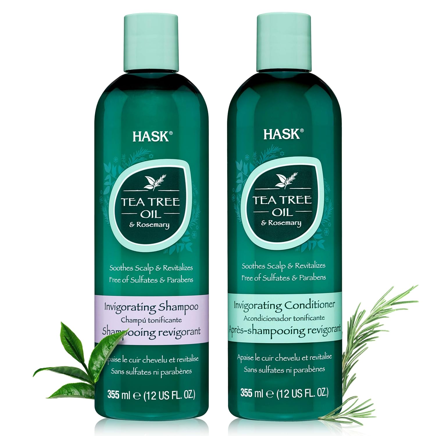HASK Tea Tree Back to School Pack: Tea Tree Oil & Rosemary Shampoo and Conditioners and a 2-pack of 5-in-1 Leave In Conditioner Sprays : Beauty & Personal Care