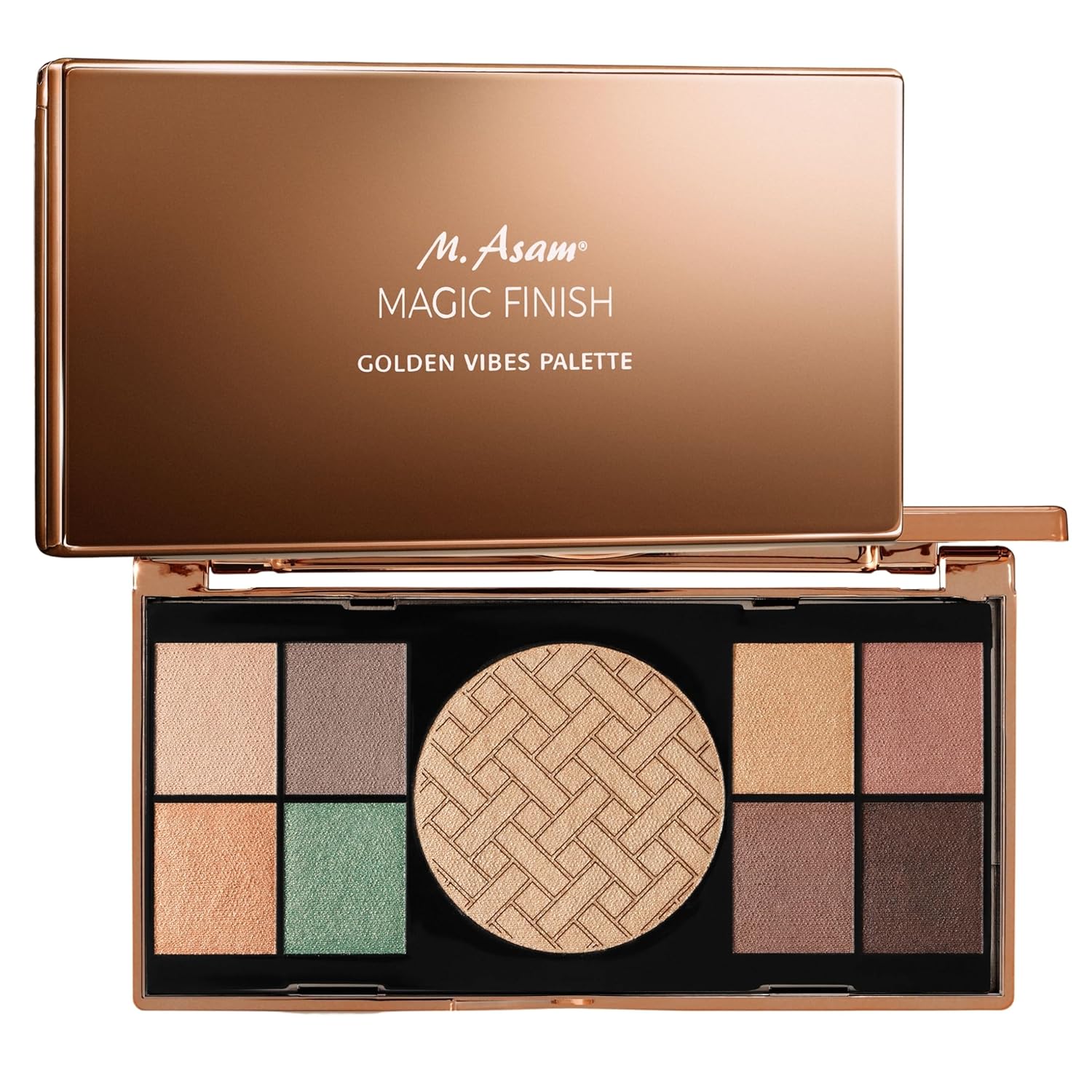 M. Asam Magic Finish Golden Vibes Eyeshadow & Highlighter Palette (8 X 0.03 Oz + 1 X 0.21 Oz) - Eyeshadow Palette With 8 Harmonizing Eyeshadows, One Highlighter & Integrated Mirror, High Color Payoff