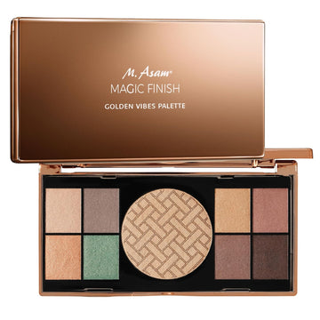M. Asam Magic Finish Golden Vibes Eyeshadow & Highlighter Palette (8 X 0.03 Oz + 1 X 0.21 Oz) - Eyeshadow Palette With 8 Harmonizing Eyeshadows, One Highlighter & Integrated Mirror, High Color Payoff