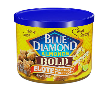 Blue Diamond Almonds, Bold Elote Mexican Street Corn Flavored Snack Nuts, 6 Ounce Can