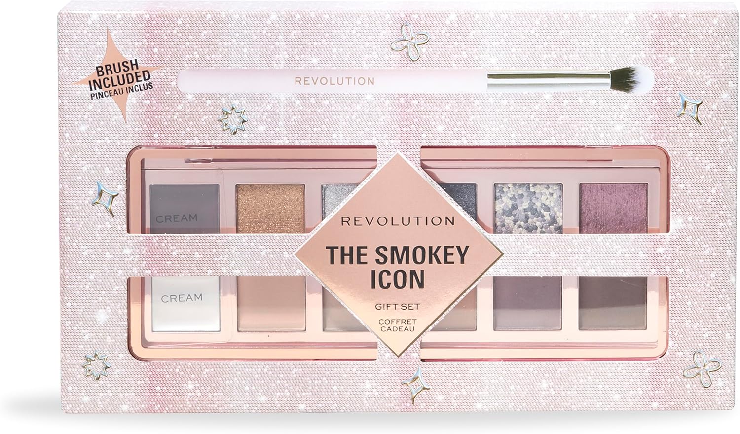 Revolution Beauty The Rebel Icon Eyeshadow Palette Gift Set, Includes Smokey Icon Eyeshadow Palette & Eye Blending Brush, Vegan & Cruelty-Free