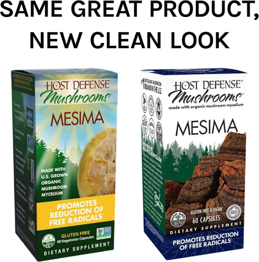 Host Defense, Mesima Capsules, Helps Reduce Free Radicals, Mushroom Supplement, 60 Capsules, Unavored