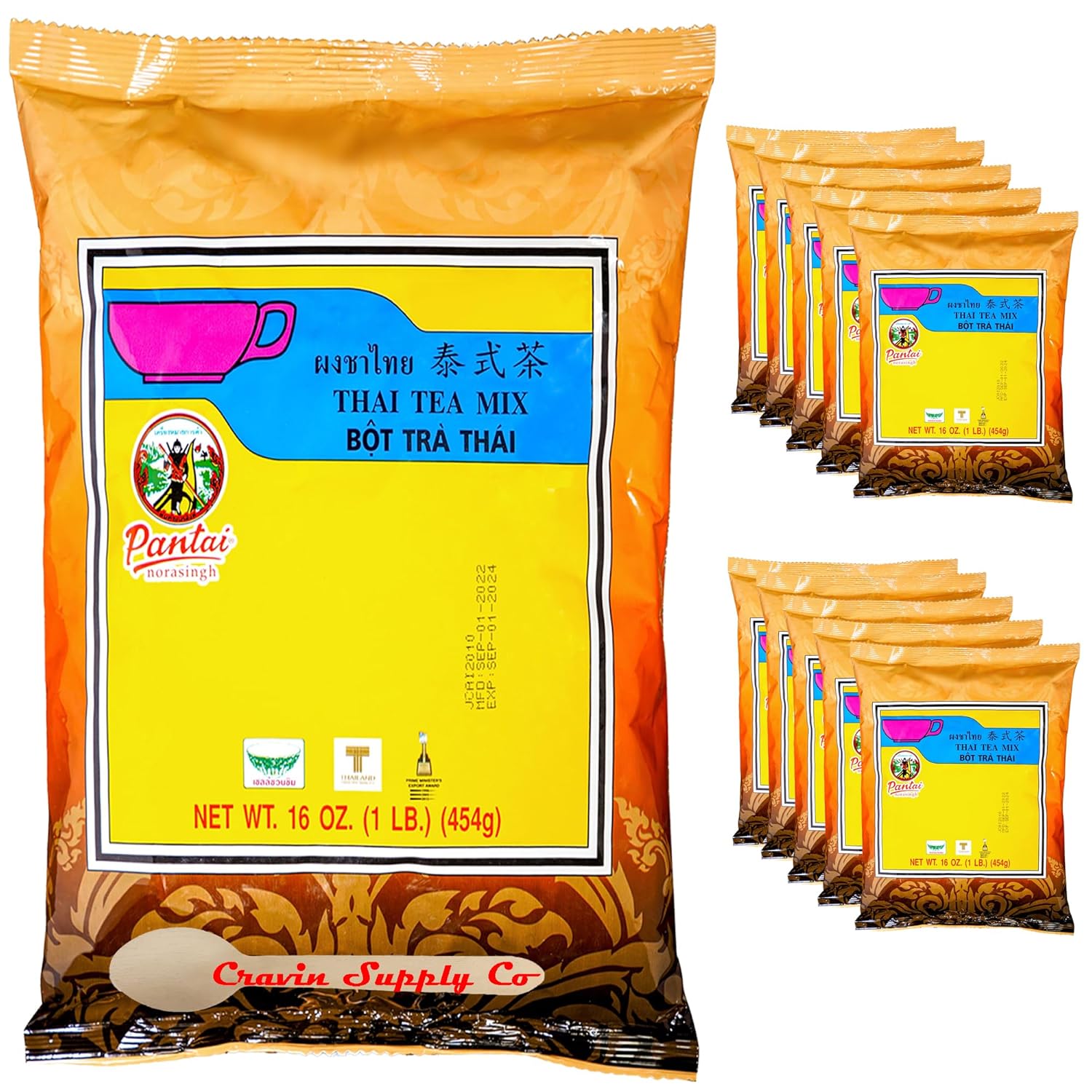 Cravin Supply Co. Thai Tea Mix (Pantai) 16 Oz (1Lb.) Thai Iced Tea Traditional Restaurant Style