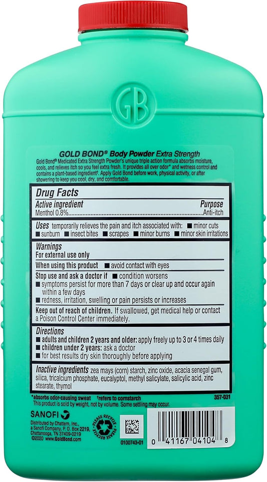 Gold Bond Medicated Talc-Free Extra Strength Body Powder, 10 Oz., For Cooling, Absorbing Itch Relief