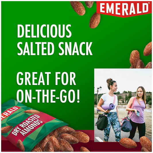 Emerald Nuts Dry Roasted Almonds 7Ct (12-Pack), 100-Calorie Individual Packs, Kosher Certified, Non-Gmo, Contains No Artificial Preservatives, Flavors Or Synthetic Colors