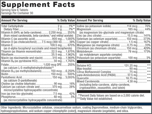 Metagenics Multigenics Intensive Care - Multivitamin - Dietary Supplements For Everyday - With Iron, Quercetin, Beta-Carotene, Ascorbic Acid & More - Non-Gmo - Gluten-Free - 180 Tablets
