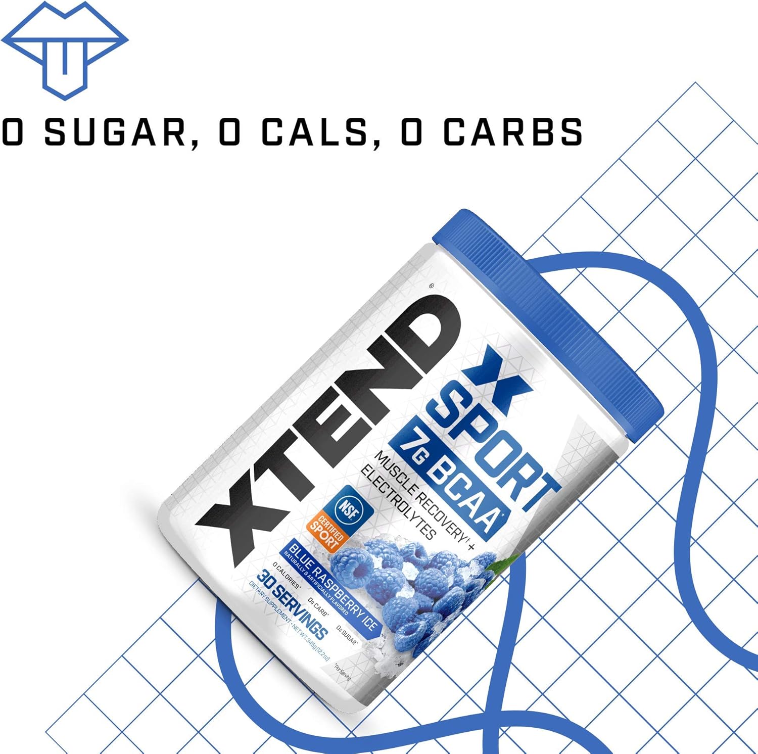 XTEND Sport BCAA Powder Blue Raspberry Ice - Electrolyte Powder for Recovery & Hydration with Amino Acids - 30 Servings : Health & Household