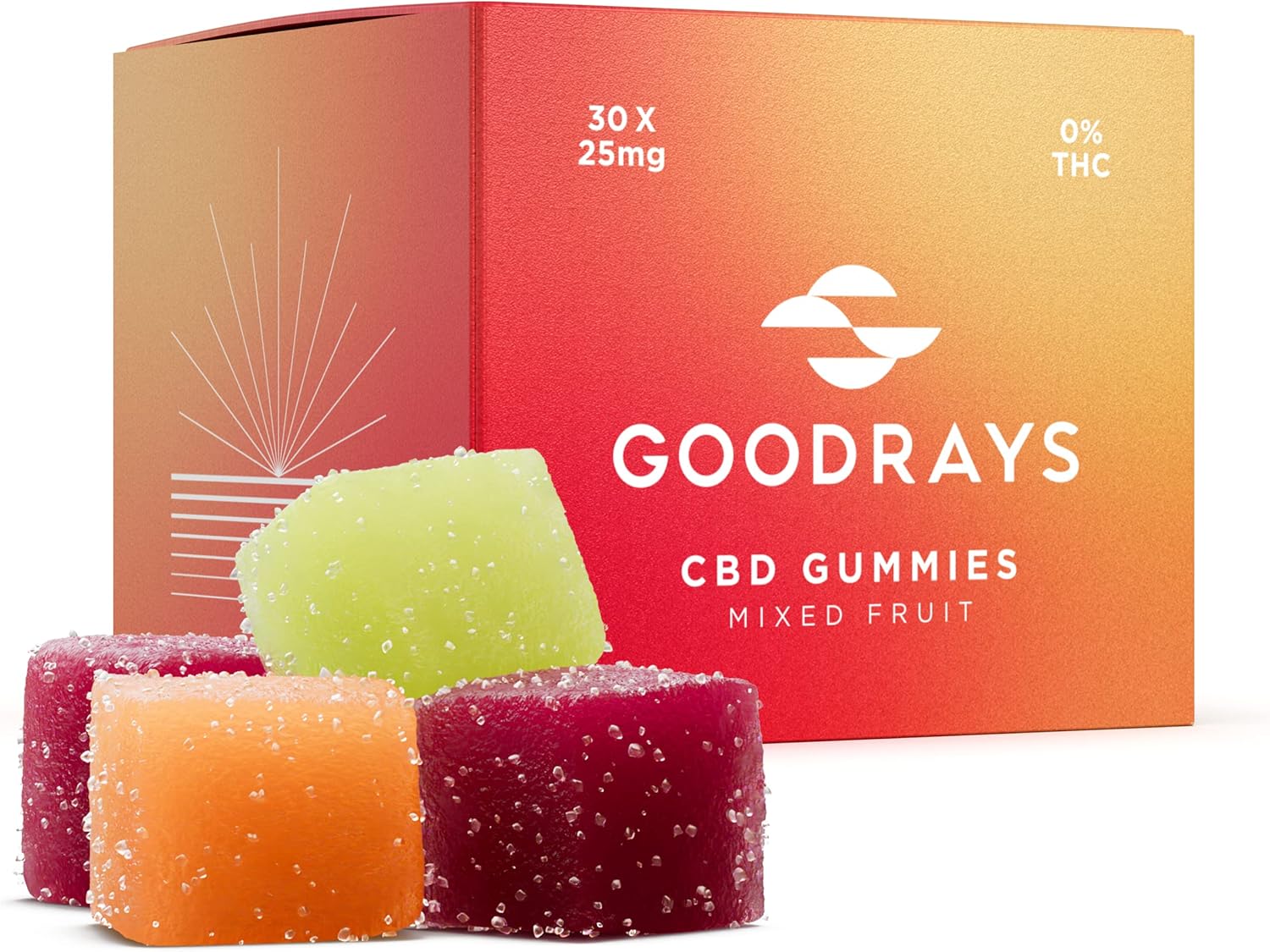 Goodrays - Cbd Gummies - High Strength 30 X 25Mg Mixed Fruits Cbd Edibles - Reduce Stress, Calm Anxiety, Unwind, Improve Sleep