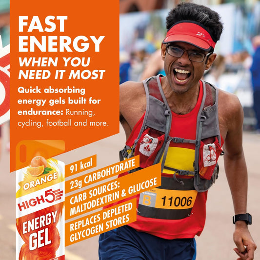 High5 Energy Gel Pack - Running Gel For Quick Energy Release - Natural Fruit Juice & Caffeine-Free - On-The-Go Sports Nutrition For Runners, Cyclists & Endurance Training (Assorted Flavours, 8 X 40G)