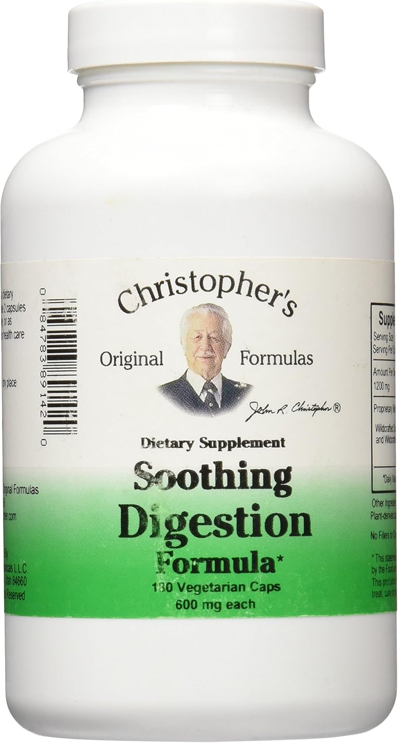 Christopher'S Soothing Digestion -- 600 Mg - 180 Vegetarian Capsules