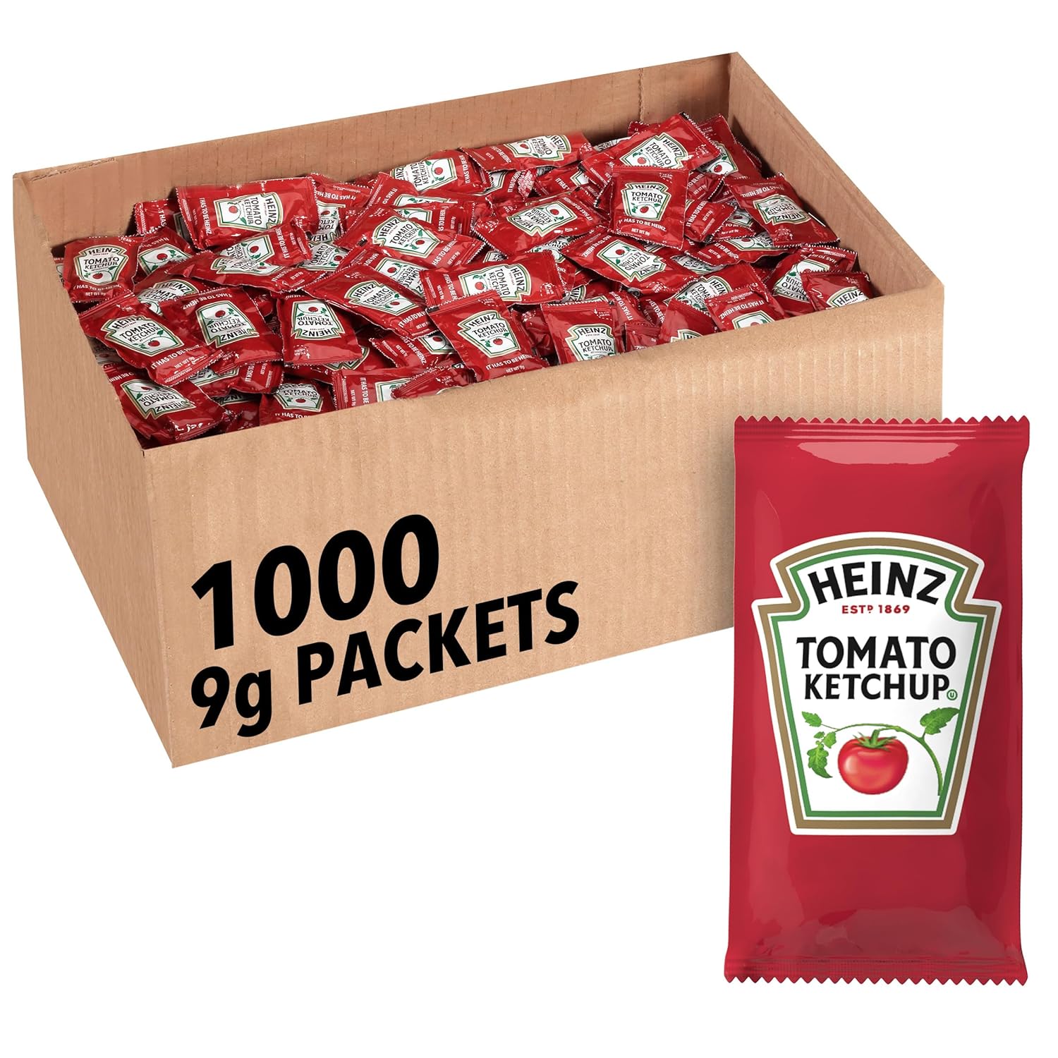 Heinz Ketchup Single Serve Packets (9G Packets, Pack Of 1000)