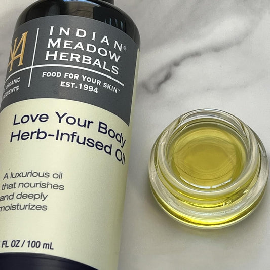 Indian Meadow Herbals Love Your Body Herb Infused Oil (3.4 oz) – Luxurious Body & Massage Oil – Nourishes and Deeply Moisturizes Your Skin While Promoting Skin Vitality. : Beauty & Personal Care