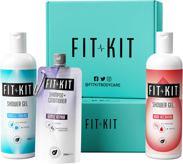 Fit Kit Power Shower Gel Gift Set For Men | Bath & Body Care Box For Father & Dad | Mens & Womens Muscle Recovery Wash & Hair Growth Shampoo | Toiletries Gifts For Him, Her, Grandad Or Stepdad
