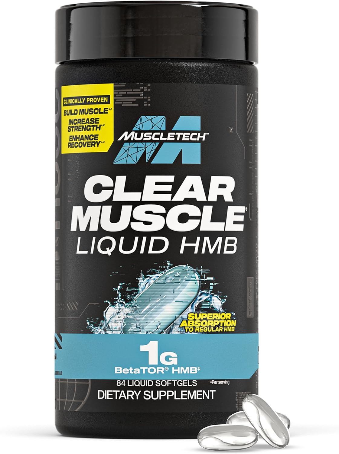 Muscletech Hmb Supplements 1000Mg, Clear Muscle (42 Liquid Softgels) - Highest Grade Hmb For Lean Muscle & Recovery - Hmb Free Acid Muscle Supplement - Help Decrease Muscle Breakdown