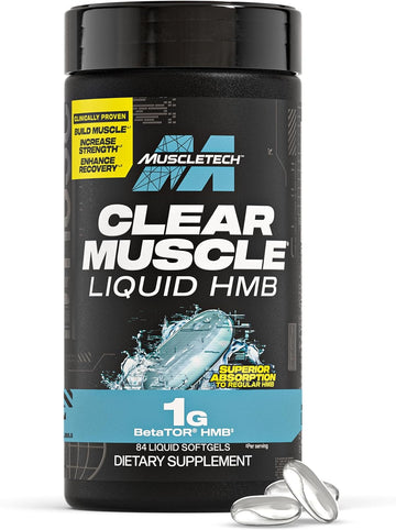 Muscletech Hmb Supplements 1000Mg, Clear Muscle (84 Liquid Softgels) - Highest Grade Hmb For Lean Muscle & Recovery - Hmb Free Acid Muscle Supplement - Help Decrease Muscle Breakdown