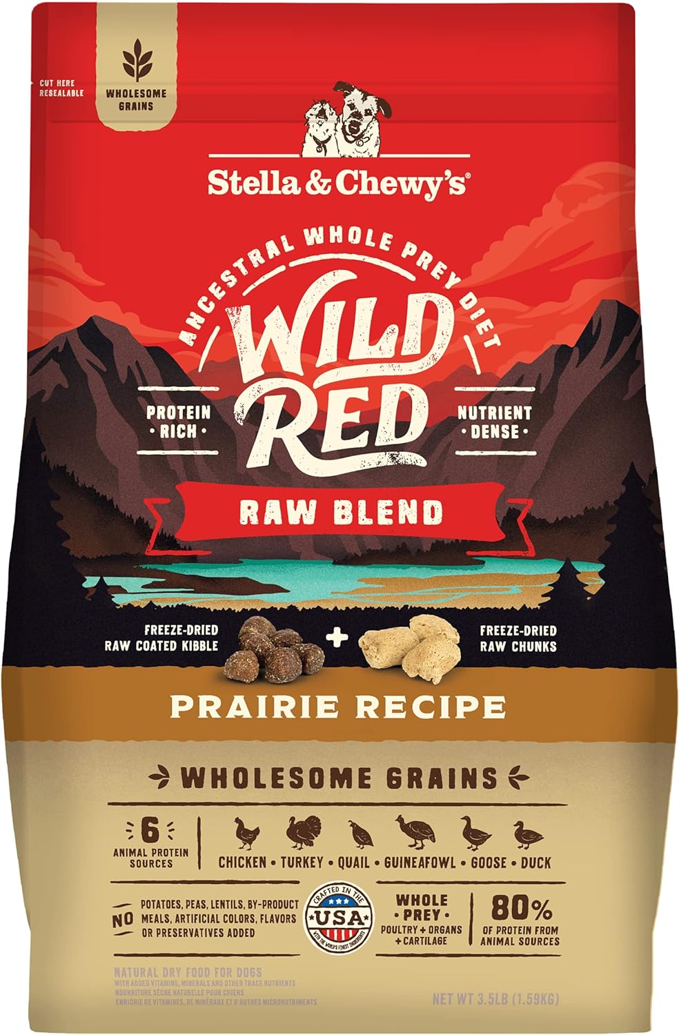 Stella & Chewy'S Wild Red Dry Dog Food Raw Blend High Protein Wholesome Grains Prairie Recipe, 3.5 Lb. Bag