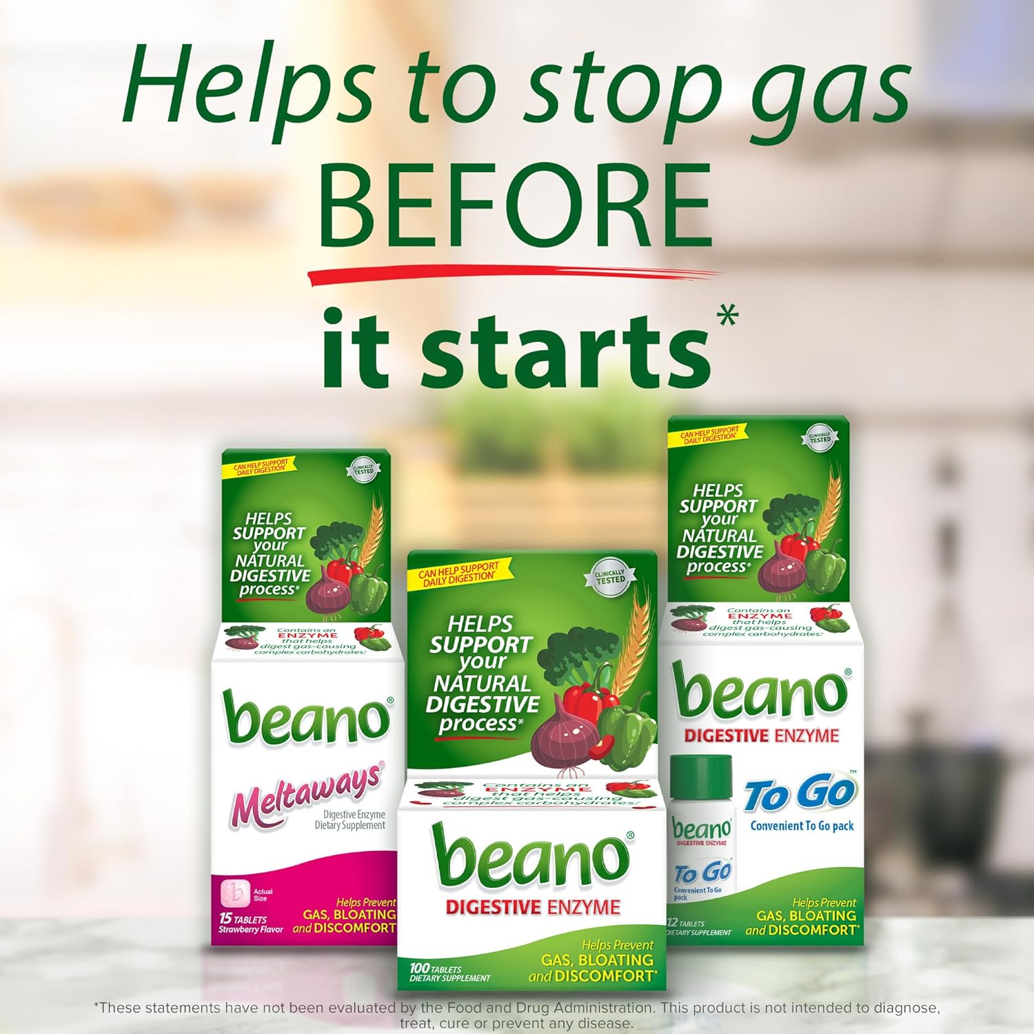 Beano Digestive Enzyme, Gas Prevention & Digestive Enzyme Supplement, 100 Count : Health & Household