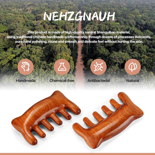 nehzgnauh Manual Scalp Massager Comb for Hair Growth,100% Natural Logs